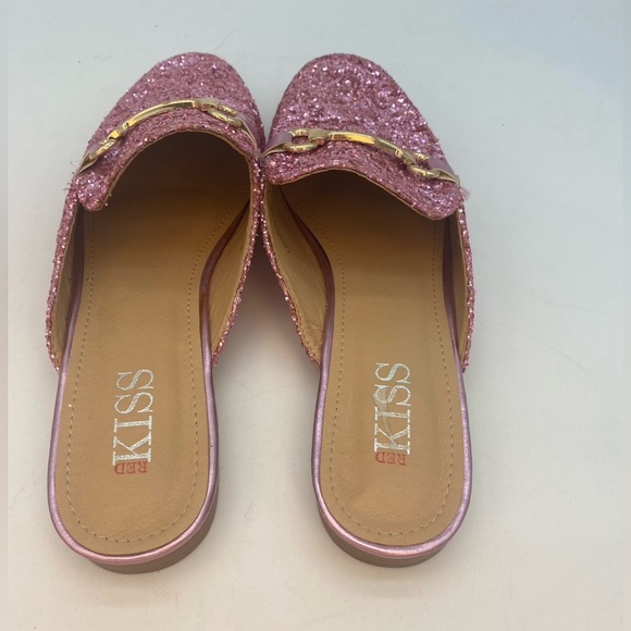 Pink Glitter Leather Slips - Picture 3 of 5